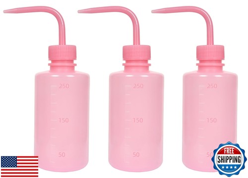 KIGITIK 3 Pcs 250ml Plastic Squeeze Wash Bottle, Narrow Mouth Squeeze Bottle,