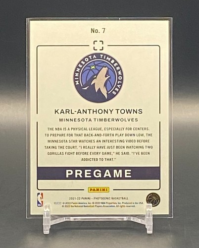 2021-22 Panini Photogenic Karl-Anthony Towns Pregame #7 Timberwolves Knicks - Foto 2 di 3