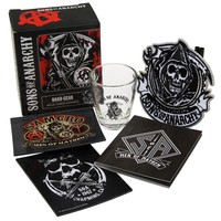 5pc Sons Of Anarchy Road Gear Shot Glass Patch Magnets Book Licensed Contraband on sale 5pc Sons Of Anarchy Road Gear Shot Glass Patch Magnets Book Licensed Contraband on sale