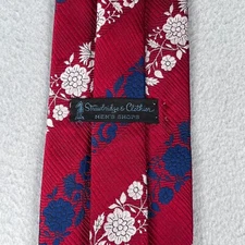 Strawbridge Clothier Bronzini Neck Tie Red Blue White Floral Pony Casual Mens