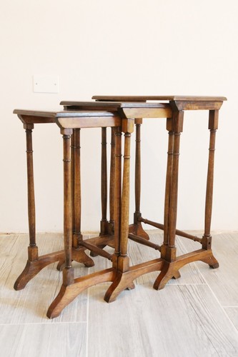 Set 3 Coffee Tables Interlocking Edwardian English Wood Mahogany Beginning Xx C - Picture 7 of 24