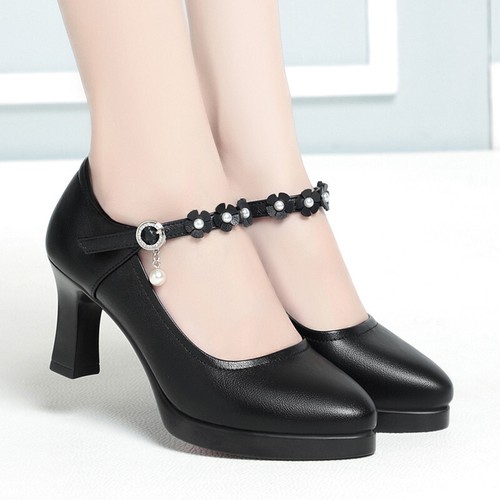Para mujer Tacones altos Qipao espectáculo zapatos de trabajo plataforma cómodos Mary Janes zapatos de salón - Imagen 8 de 14