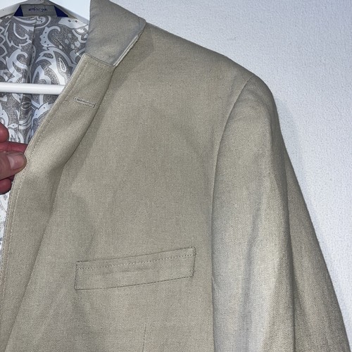 Abrigo Deportivo Alan River Chaqueta Blazer Mezcla Lino No Estructurado Talla S Beige Para Hombre - Imagen 6 de 14