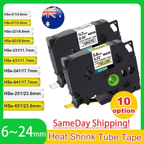 Compatible Heat Shrink Tube for Brother HSe-231 221 251 621 Label Tape 6-24mm - Bild 1 von 23