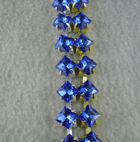 8mm Azul Claro Cristal Estrás Cierre Plata Copa Oro Garra Cadena Moda - Imagen 2 de 9