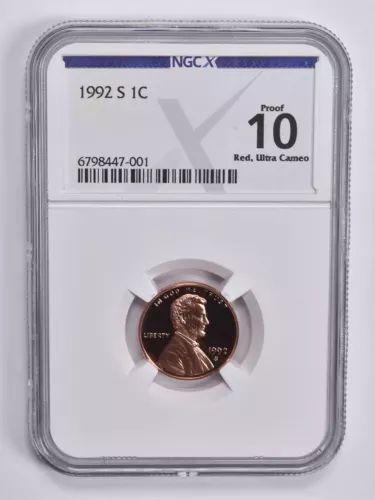 Proof 10 RD UCam 1992-S Lincoln Memorial Cent 1c NGC X NGCX