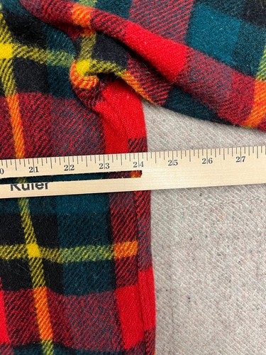 Vintage Wool 1/4 Button Pullover Jacket Mens Large Red 1950s Plaid - Picture 6 of 7