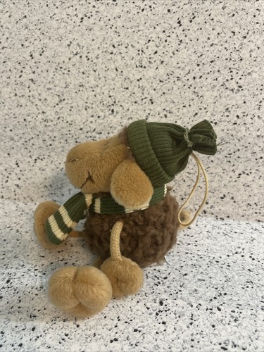 Nici Plush Moose Hanging Ornament Green White Scarf Hat 97129 GERMANY With Tags - Picture 2 of 5