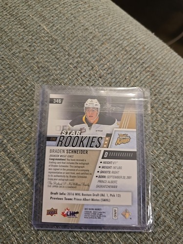 BRADEN SCHNEIDER XRC AUTO UD STAR ROOKIES PRE RC RANGERS AUTOGRAMM KURZDRUCK - Bild 4 von 5