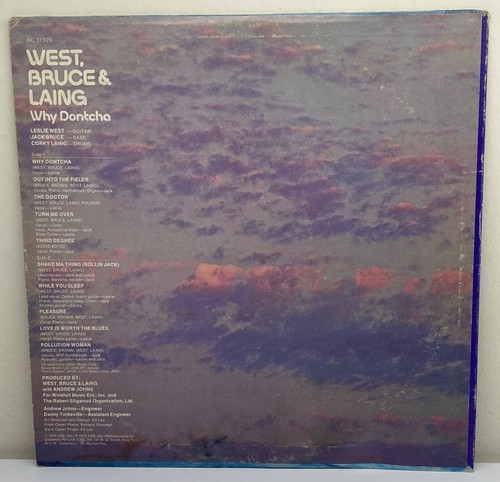 1972 Leslie West, Jack Bruce & Corky Laing “Why Dontcha” LP KC 31929 Columbia - Picture 3 of 17