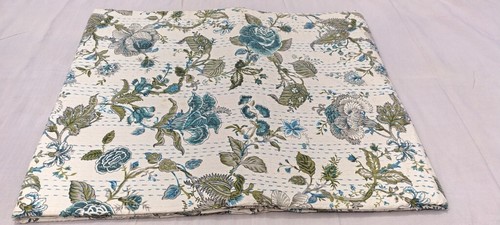 Indian Hand Block Floral Queen Size Cotton Kantha Quilt Throw Blanket Bedspread - Picture 3 of 8