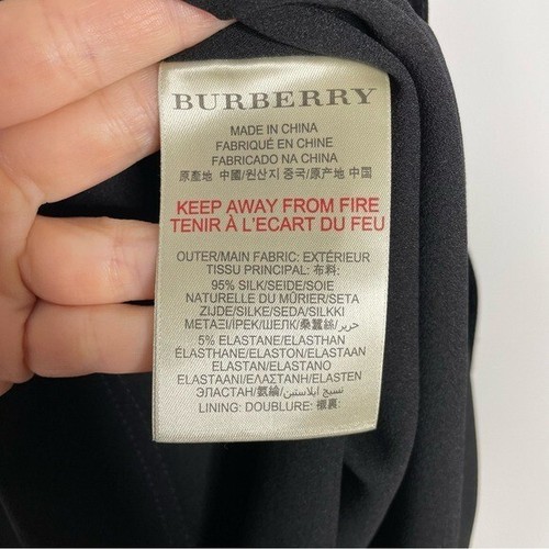 Burberry London Black Silk Gathered Waist Short Sleeve Sheath Dress Size US 8 - Picture 6 of 8