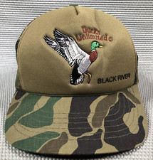 Vintage Ducks Unlimited Black River Mesh Camo Hat Team Snapback Embroidered NOS