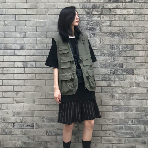 Women Men Unisex Jacket Waistcoat Pocket Fishing Utility Vest Gilet Top Unisex - Picture 4 of 14