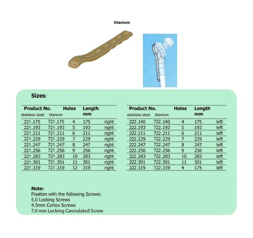 PLACA FEMORAL PROXIMAL LCP 4.5 PIERNA DERECHA E IZQUIERDA EN TITANIO (20 ARTÍCULOS POR LOTE) - Imagen 2 de 12