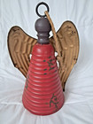 Rustic Farmhouse Red Metal Angel Bell  12" tall