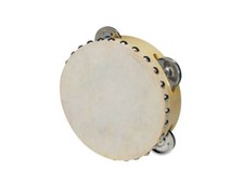 Tambourine, rawhide skin, wood, 6"", 4 zils