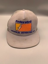 VINTAGE Federated Auto Parts Hat Cap Snap Back Gray Trucker Made in USA Mens