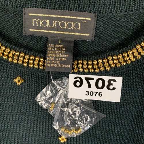 Mauraaa Womens Sweater L NWT Black Pullover Crewneck Gold Beaded Relaxed Tunic - Picture 6 of 12