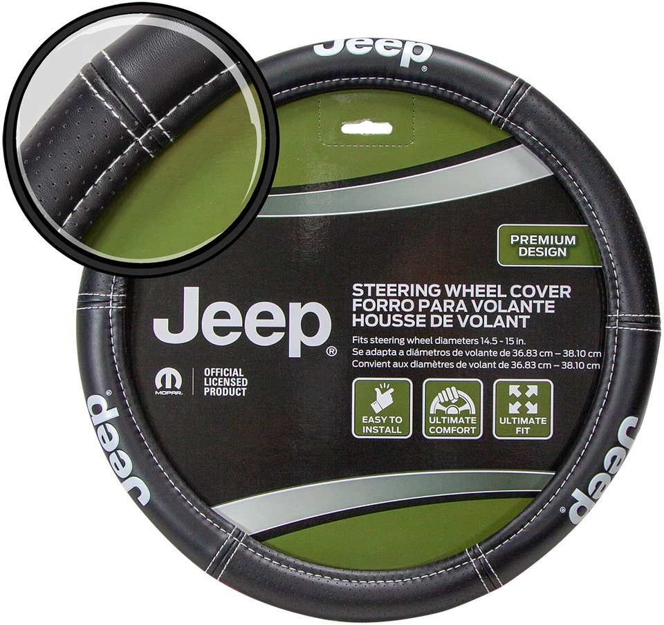 Jeep Grand Cherokee Compass Renegade PU Leather Steering Wheel Cover Universal  - Image 2 of 4