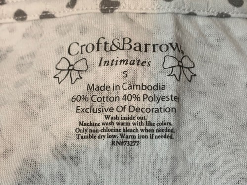 Pajama Set Croft & Barrow Cotton Blend Double Knit Animal Print Size S NEW - Picture 2 of 8