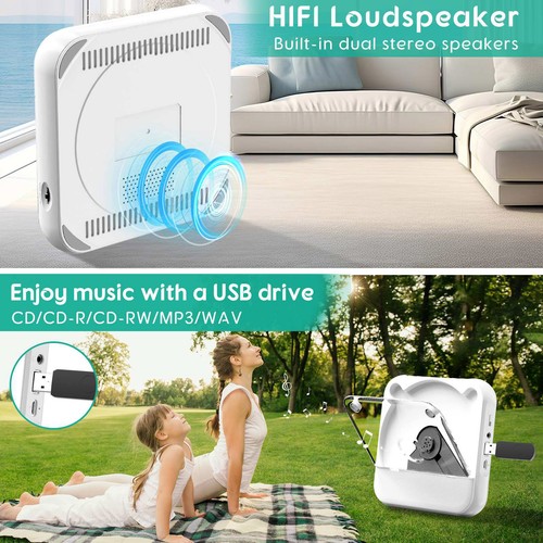 Portable CD Player W/Wired Earphone Bluetooth 5.3 5V2A CD/CD-R/CD-RW/MP3/WAV - Picture 8 of 17