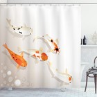 Fish Shower Curtain Traditional Asian Koi Print for Bathroom