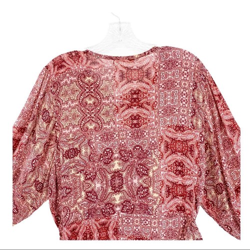 John Paul Richard Plum Vino Paisley Blouse Round Neck Burgundy Womens M NWT - Picture 5 of 10