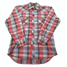 Vintage Rustler X Long Tails Pearl Snap Plaid Western Shirt Mens 15 Medium 6487