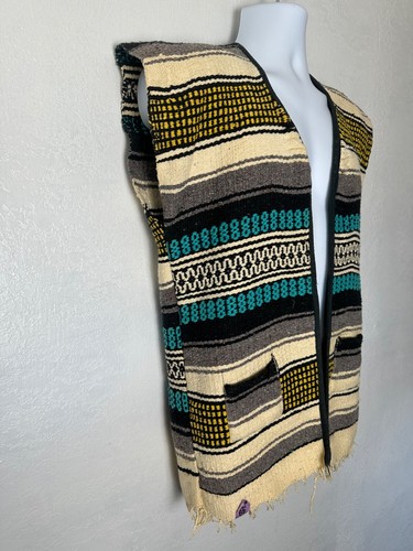 Chaleco Poncho Manta A Rayas Serape Baja Mexicano Años 60 70 De Colección - Imagen 3 de 10
