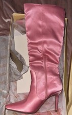 Bnib Knee High Pink Satin Heels Boots Size 9