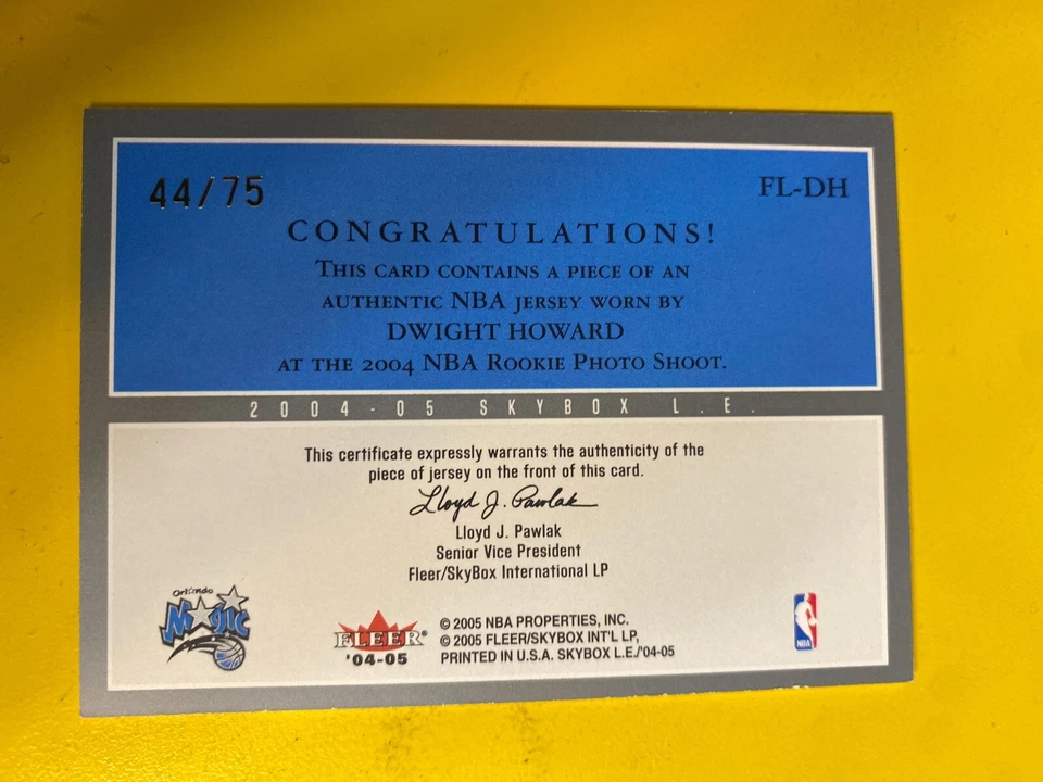 RS28595  2004-05 SkyBox LE Future Legends Jerseys   #DH Dwight Howard #44/75 - Image 2 of 2
