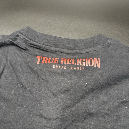 True Religion Shirt Mens Black V Neck Tee Essential Loungewear Black/Red - Picture 3 of 8