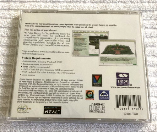 BURPEE 3D Garden Designer 3.0 CD Windows Comp. Millennium Edition ~ NEW SEALED - Picture 2 of 3
