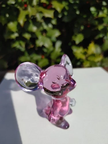 Fenton Glass Mouse Figurine Dusty Rose 3" Tall Large Ears Stamped