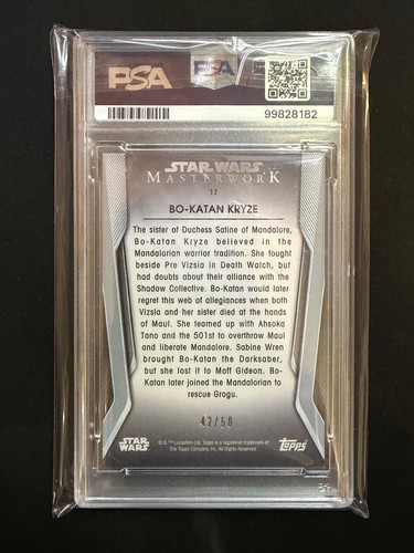 2021 Topps Star Wars Masterwork Bo-Katan Kryze Purple SSP /50 PSA 9 Pop 1 - Picture 2 of 3