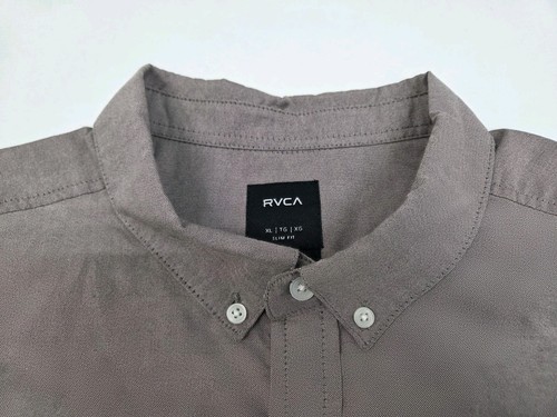 Neu mit Etikett RVCA kurzärmliges Slim Fit geknöpftes Herrenhemd Gr. XL braun #7916 - Bild 2 von 11