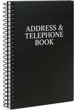Address Telephone Book, 8x5-Inch, Black, Spiral-Bound, 384 Contacts, Organizer f