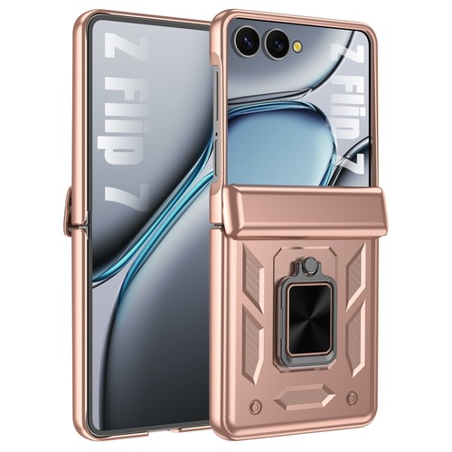 Funda Protectora Samsung Galaxy Z Flip 7 Ultra Afilada Armadura, Anillo Ventana Deslizante - Imagen 18 de 22
