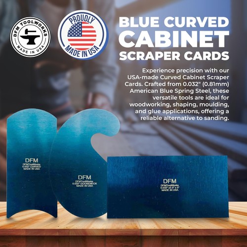 Blue Curved Cabinet Scraper Cards - Cabinet Scraper for Woodworking, Card Scr... - 第 2/6 張圖片