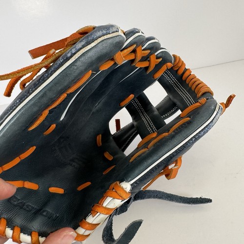 Easton 11" Youth Fielding Glove LH Throw White Orange Blue Stitched FP1100AB - Picture 3 of 10