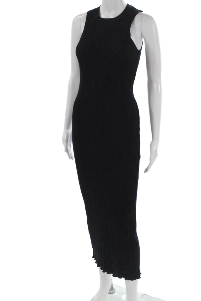 ELEVENTY Damen Maxikleid schwarz 100% Baumwolle ärmellos Rundhals Größe S - Bild 2 von 4