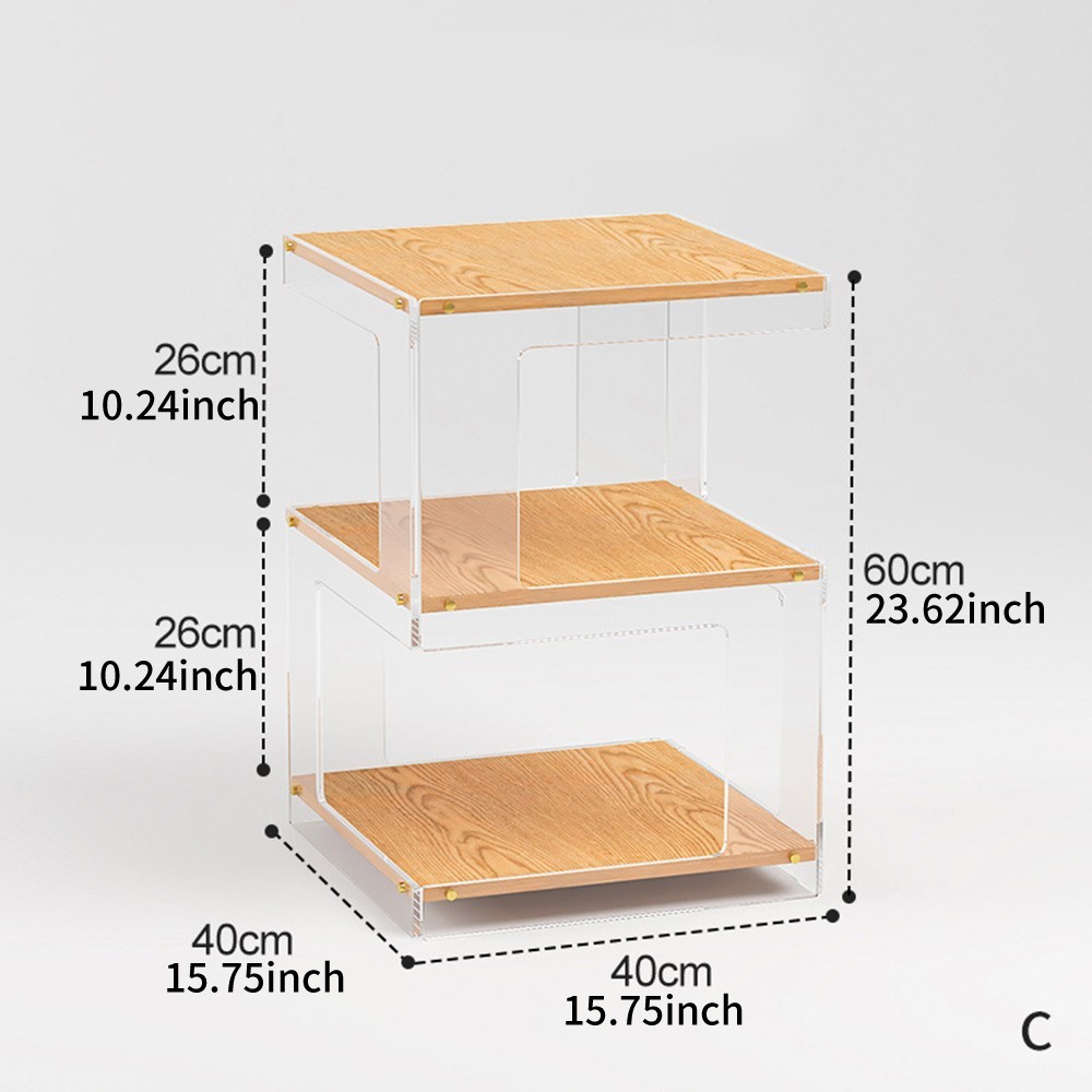 New 3-Tier Premium Wood & Acrylic Display Cabinet with Dust-Proof Cover US