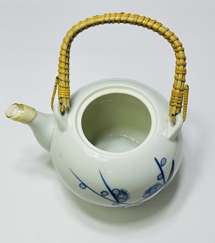 Set da tè 7 pezzi vintage in gres giapponese 1960 blu e bianco - Foto 6 di 20