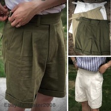 Men's High Waist Gurkha Shorts Loose Bermuda Shorts Casual British Cargo Pants