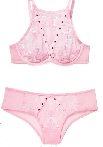 Neu mit Etikett Adore Me Emmeline ungefütterter BH & freches Höschen Set pink 32B Medium - Bild 5 von 11