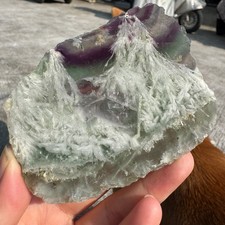 165G Natural feather fluorite crystal slice rough quartz crystal specimen healin