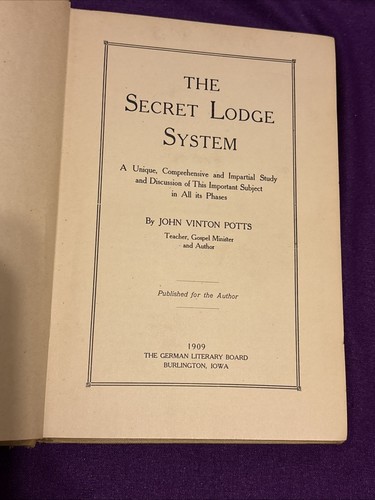 The Secret Lodge System: John Vinton Potts 1909 1st Edition - Picture 6 of 13
