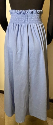 VTG OAKBROOK Sport M Ladies Blue Maxi Skirt Wide Waistband All Cotton 33” Long - Picture 7 of 7