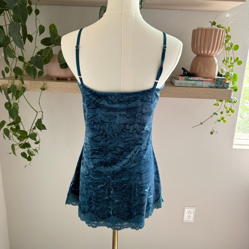 INC Crushed Velvet Teal Blue Lace Cami Slip Tank M Y2K Lingeriecore Herbst - Bild 2 von 8
